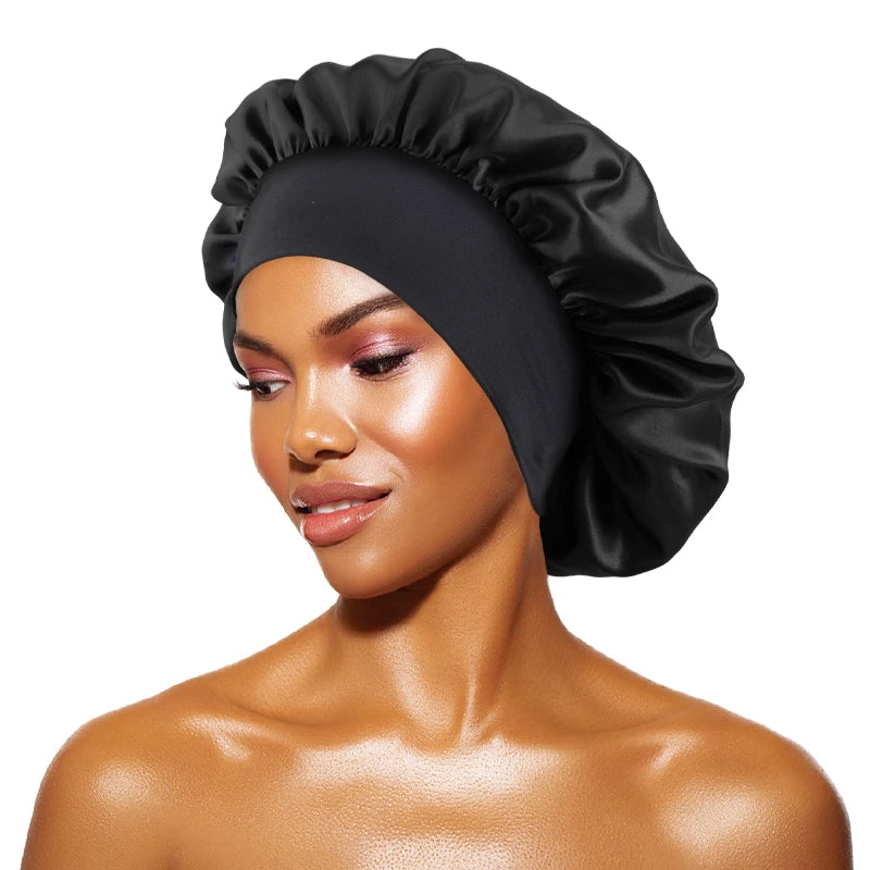 wide-brimmed satin bonnet
