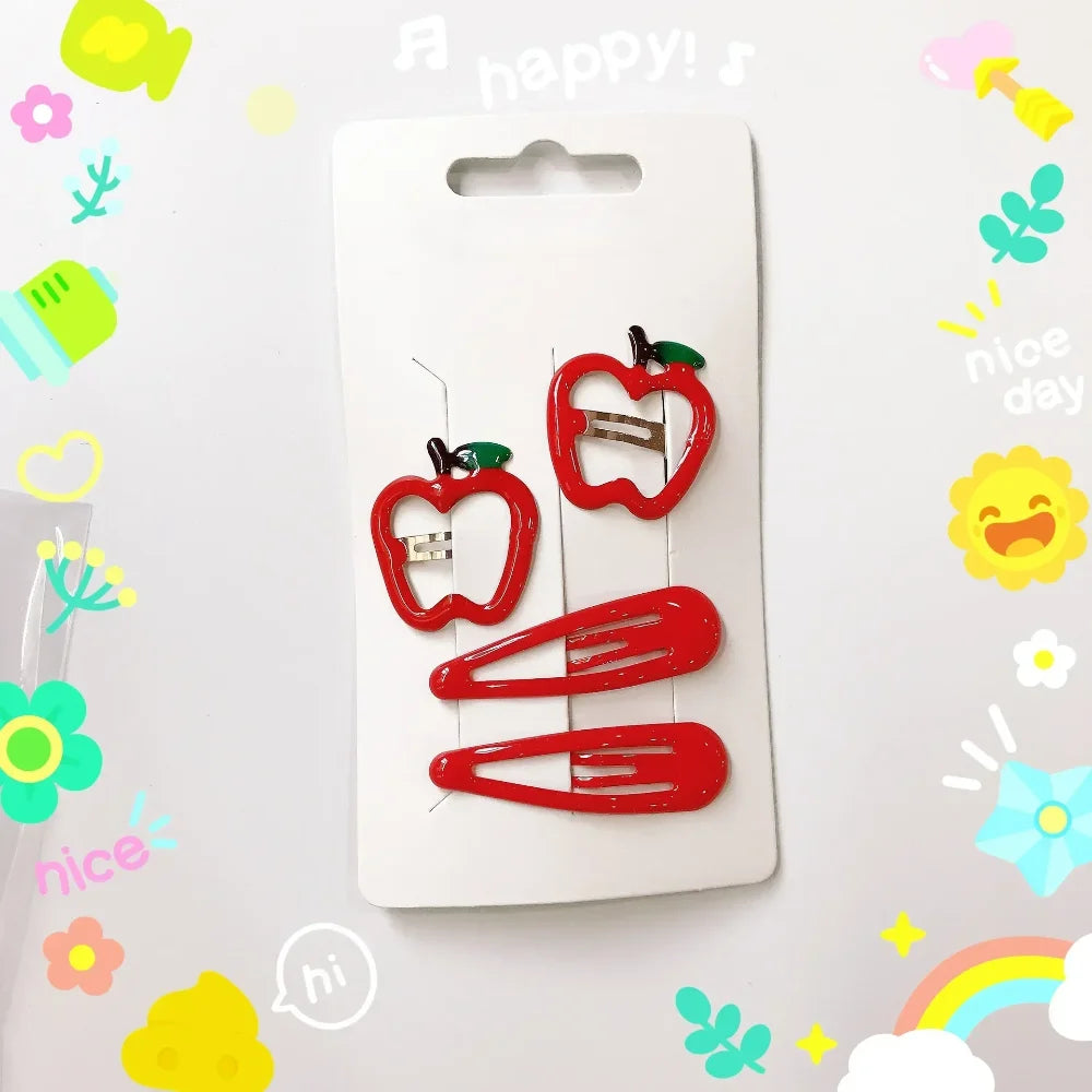 strawberry & apple hair clips