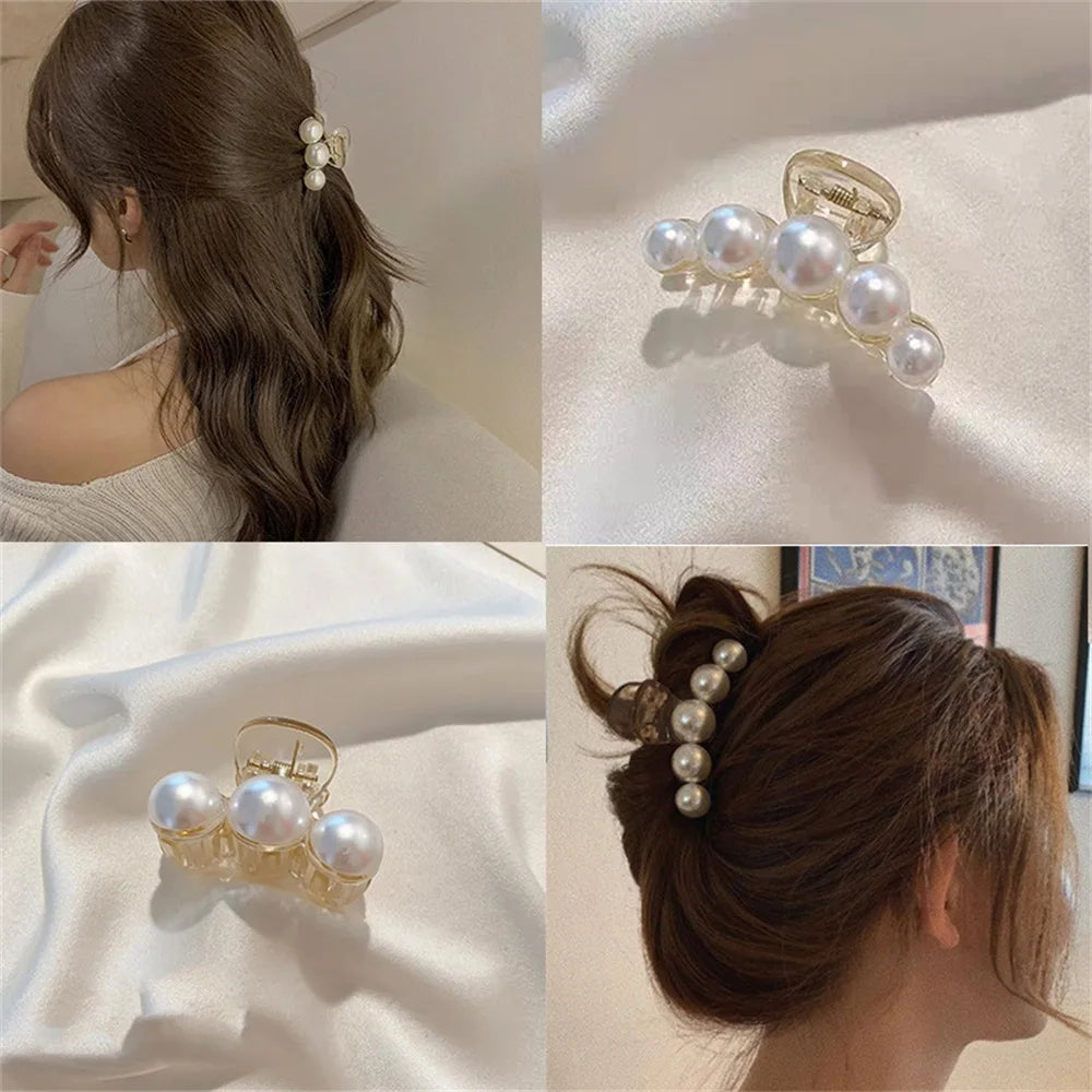 4 pack pearl hair grab clips