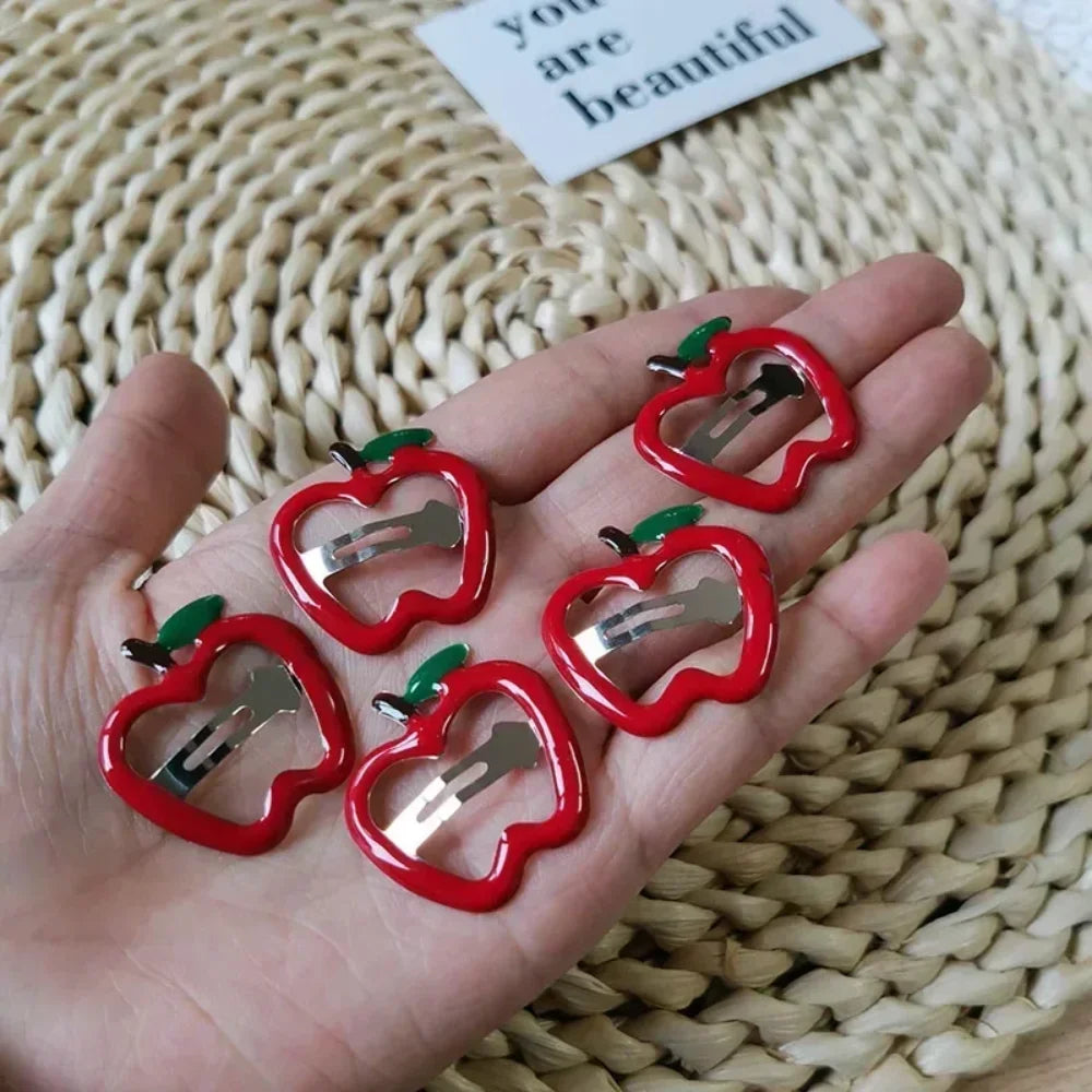 strawberry & apple hair clips