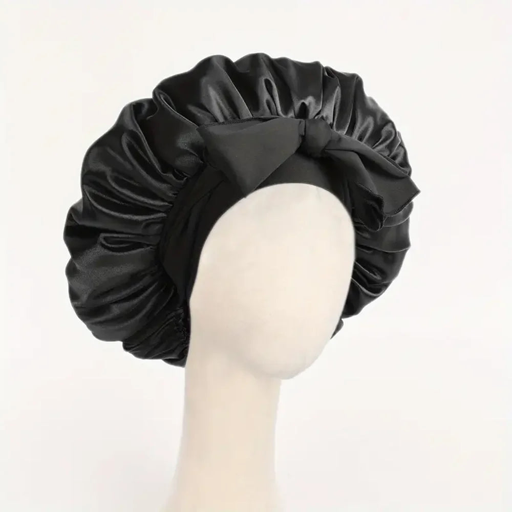 adjustable satin bonnet with tie