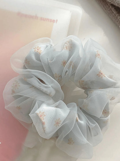 Double Layer Flower Print Hair Scrunchie