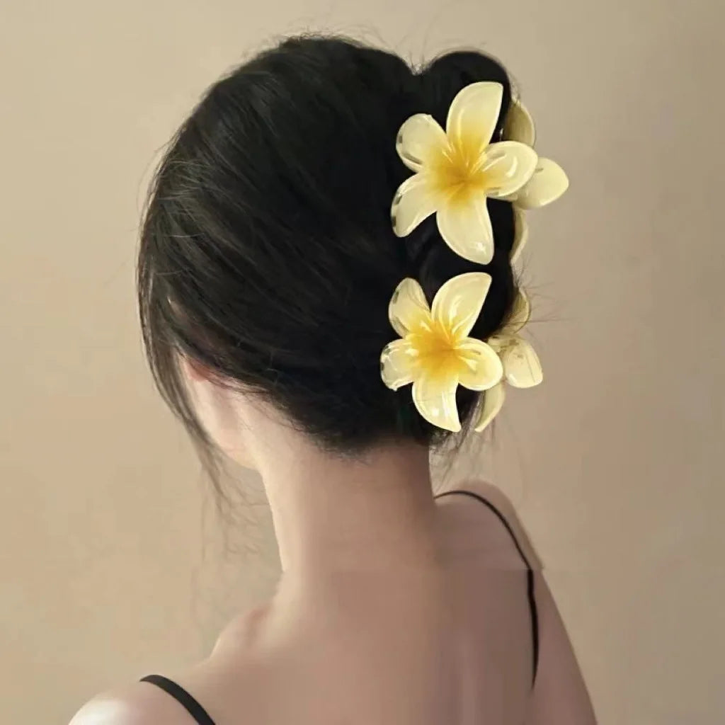 hawaiian bright floral claw clip