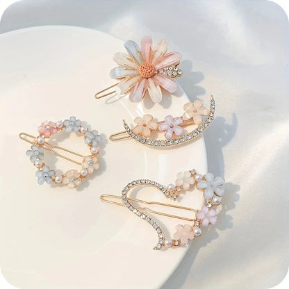 4 Pack Floral Design Hair Pins