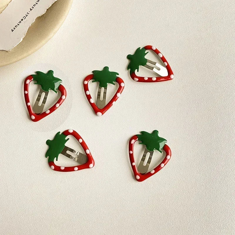 strawberry & apple hair clips